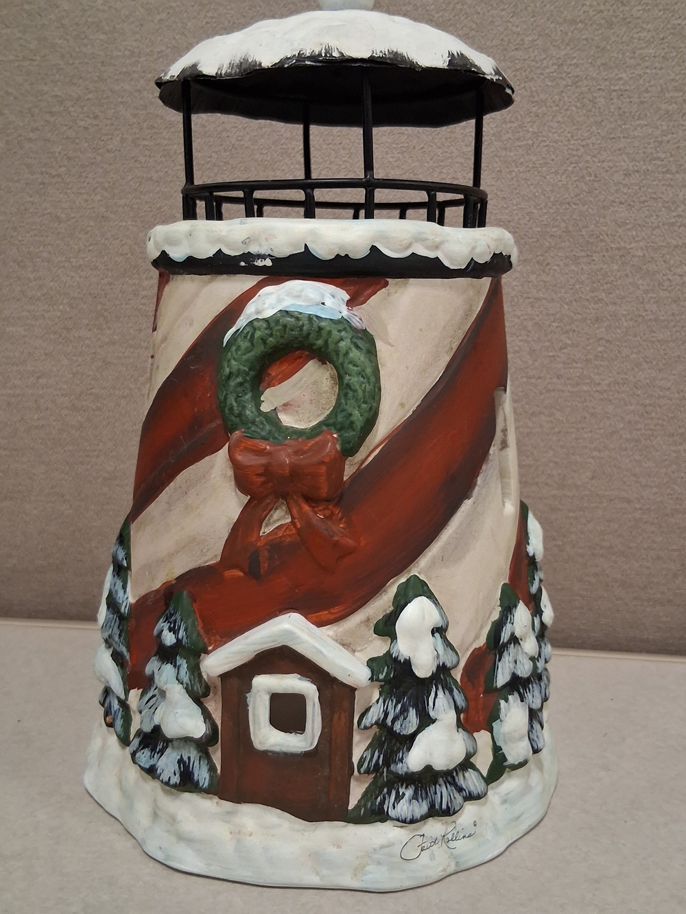 Vintage Fauth Rollins Christmas Lighthouse Tea Candle Warmer
